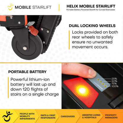 Helix Mobile Stairlift – Battery Powered and Portable for Curved/Round Stairs
