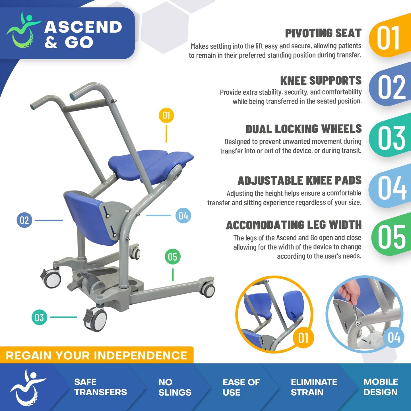 Ascend & Go Sit to Stand Mobile Patient Lift